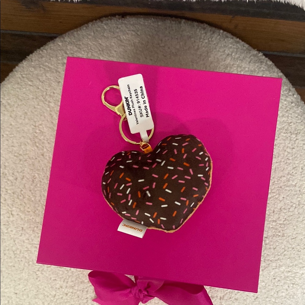 Dunkin' Heart Keychain with Sprinkles